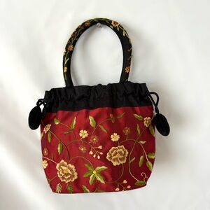 Vintage embroidered mini purse bag oriental boho indie red black